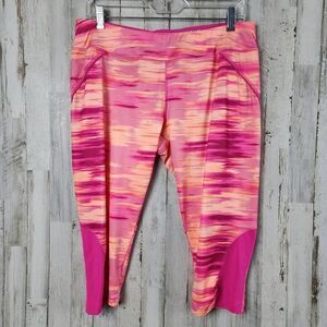 Avia Athletic Workout Capri Leggings Orange Pink  Size Large